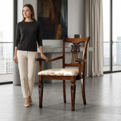 Design Polster Massivholz Stuhl Stühle Sitz Lehn Büro Office Esszimmer Luxus Neu