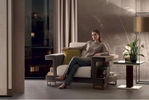 Sessel Design Stuhl Polster Club Relax Neu Textil Stoff Lounge Fernseh 1 Sitzer