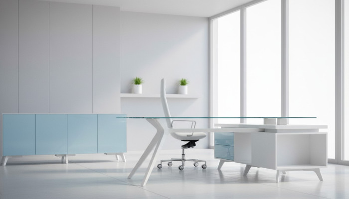 Kommode Modern Sideboard Blau Anrichte Schrank Aktenschrank Büro Glas Frezza Neu