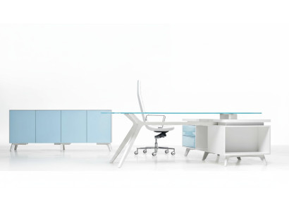 Kommode Modern Sideboard Blau Anrichte Schrank Aktenschrank Büro Glas Frezza Neu