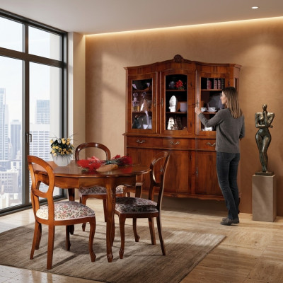 Anrichte Vitrine Sideboard Glasschrank Schrnak Holz Massive Möbel Italien Glas