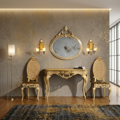 Konsolen Tisch Kommode mit Spiegel Luxus Klasse Möbel Set Stil Modern 2tlg. Neu