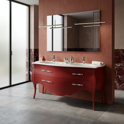 Badmöbel Unterschrank Badschrank Rot 175cm Schrank Badezimmermöbel Hänge Bad Neu