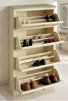 Schuhschrank 4 Fach Kommode Holz Massive Möbel Schuhkipper Schuhregal Regal Neu