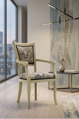 Esszimmerstuhl Art déco Armlehne Esszimmer Stühle Design Textil Luxus Mehrfarbig