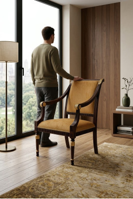 Stuhl Design Wohnzimmer Esszimmer Holz Stühle Polster Armlehne Vaccari giovanni