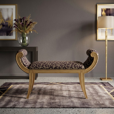 Hocker Polsterhocker Fuß Ablage Möbel Wohnen Sitzbänke Sitz Textil Klassisch