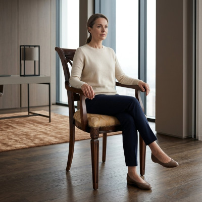 Design Polster Stuhl Sitz Büro Esszimmer Holz Stuhl mit Armlehne Klassisch Neu