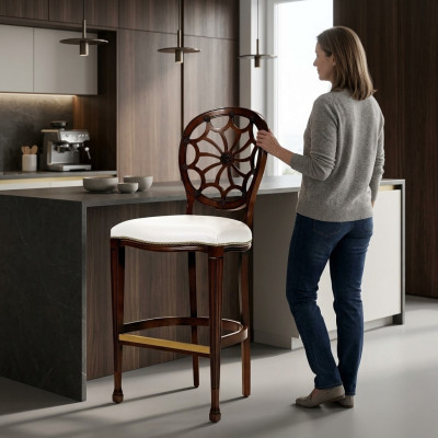 Polster Stühle Lounge Club Luxus Holz Sessel Design Stuhl Bar Hocker Barhocker