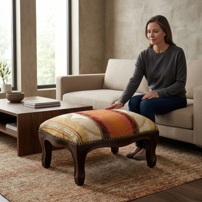 Ottomane Sitz Chaise Gepolstert Pufa Sitzbänke Design Polster Hocker Fußhocker
