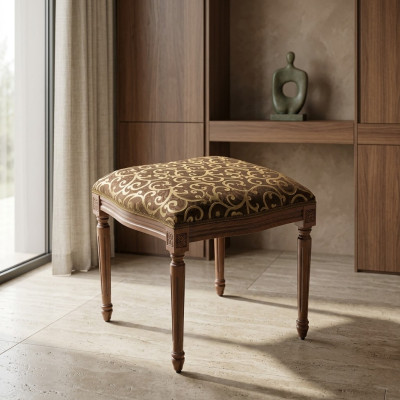 Wohnzimmer Designer Hocker Holz Textil Fußhocker Ottoman Sitzhocker Sitzpouf