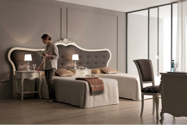 Hotel Einrichtung 2x Betten Design Moderne Schlafzimmer Luxus Möbel 2tlg. Set