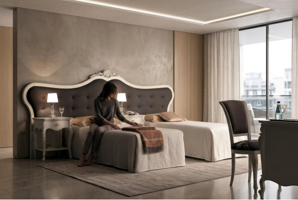 Hotel Einrichtung 2x Betten + Nachttisch Design Moderne Luxus Möbel 3tlg. Set
