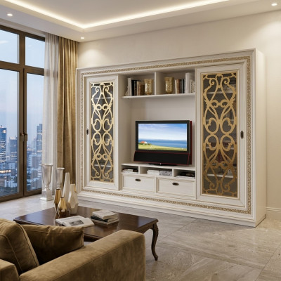 Fernsehschrank Anbauwand Wohnwand TV Schrankwand Massivholz Modern Echtholz Neu