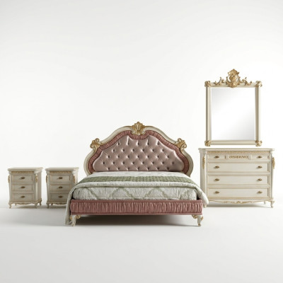 Design Schlafzimmer 5 tlg Komplett Set Bett Nachttisch Kommode Italienische Sets