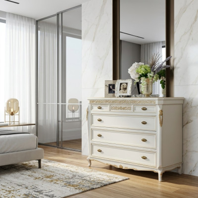 Hohe Kommode Sideboard Kommoden 5 Schubladen Hochschrank Schrank Holz Möbel Neu