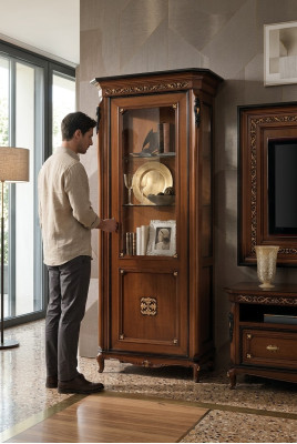 Vitrine 1 Tür Schrank Vitrinen Wohnzimmer Schränke Design Schrank Möbel Glas Neu
