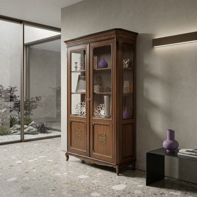 Vitrinen Glas Schrank Echtholz Vitrine Wohnzimmer Möbel Anrichte Massive Holz