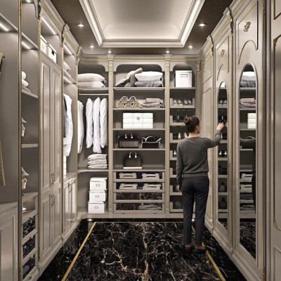 Begehbarer Kleider Schrank Luxus Umkleide Klassische Garderobe Maßanfertigung