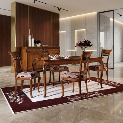 Ess Stuhl Zimmer Set Sitz Garnitur 4x Stühle Klassisch Polster Design Neu Holz
