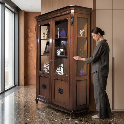 Klassische Möbel Italienische Möbel Holz Braun Vitrine Schicke Vitrineschrank
