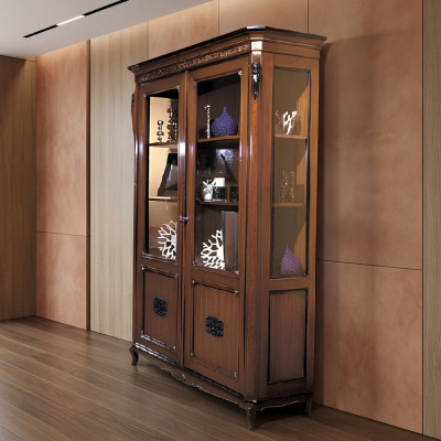 Klassische Möbel Italienische Möbel Holz Braun Vitrine Schicke Vitrineschrank