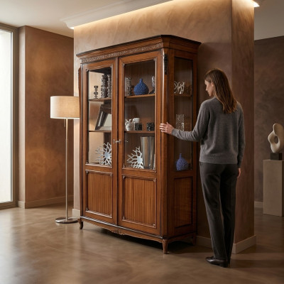Möbel Holz Braun Vitrine Schicke Vitrineschrank Italienische Möbel Klassische