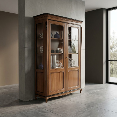 Möbel Holz Braun Vitrine Schicke Vitrineschrank Italienische Möbel Klassische