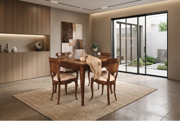 Designer Stühle Lehn 4x Holz Barock Stuhl Set Klassische Sitz Polster Garnitur