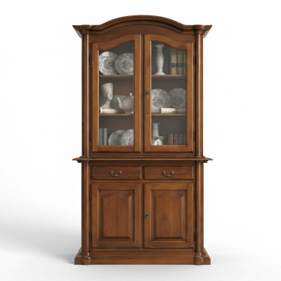 Holz Vitrinen Glas Schrank Echtholz Anrichte Vitrine Wohnzimmer Möbel Massive