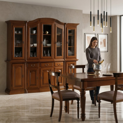 Möbel Klassische Regale Schränke Vitrinen Vitrine xxl Glas Schrank Anrichte Holz