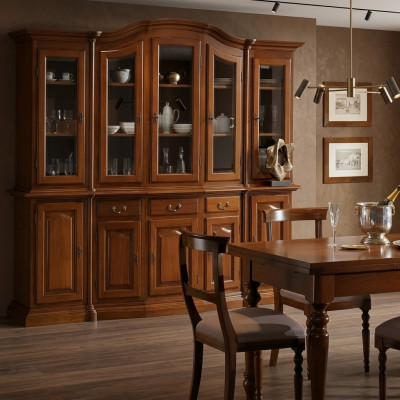 Möbel Klassische Regale Schränke Vitrinen Vitrine xxl Glas Schrank Anrichte Holz