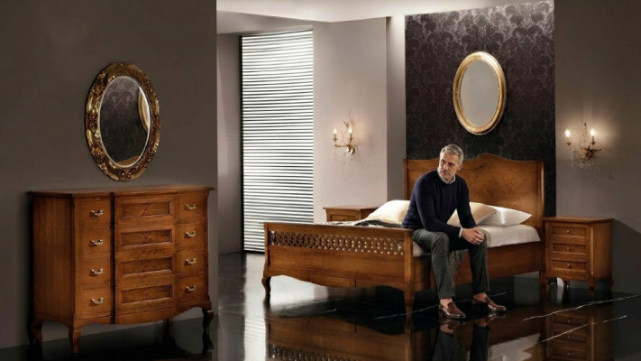 Bett Nachttisch Kommode 4tlg. Schlafzimmer Set Design Klassisch Luxus Betten Neu