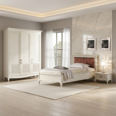 Möbel Neu Bett Nachttisch 3 tlg. Schlafzimmer Set Design Art déco Luxus Betten