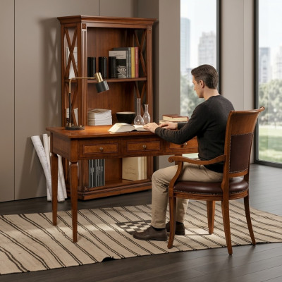 Möbel Massiv Holz Büro Sekretär Schreibtisch Tisch Italienische Einrichtung Neu