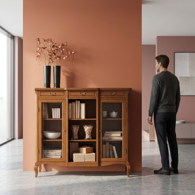 Bücher Regal Anrichte Klassische Möbel Regale Holz Wohnzimmer Vitrine Schrank