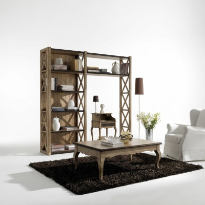 Bücherschrank Tisch Regal Schrank 2tlg Büro Einrichtung Massiv Holz Schreibtisch