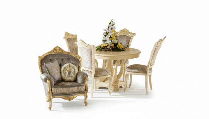 Möbel Set Garnitur Esstisch 4 Stühle Luxus Esszimmer Möbel Gruppe Italien 5tlg