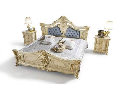 Bett Schlafzimmer Set Möbel Art déco Luxus Betten 2x Nachttisch 3tlg.