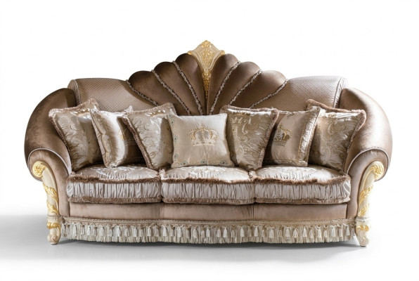 Klassische Polster 3 Sitzer Leder Couchen Samtsofa Sofa Dreisitzer Couch Italien