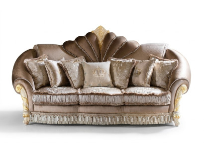Klassische Polster 3 Sitzer Leder Couchen Samtsofa Sofa Dreisitzer Couch Italien