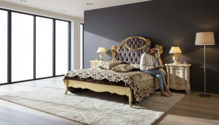 Bett Schlafzimmer Set Design Möbel Klassisch Luxus Betten Neu 2x Nachttisch 3tlg.