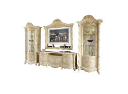 TV Rahmen Low Board Side RTV Wohn Zimmer Sideboard 2x Vitrine 4tlg. Set Italien