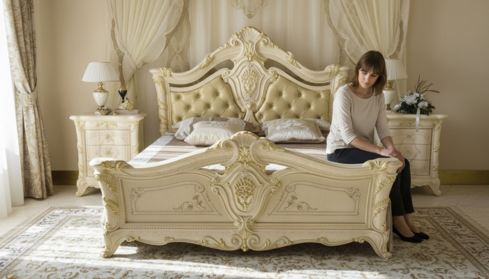 Chesterfield Schlafzimmer Barock Möbel Textil Klassisch Bett Luxus