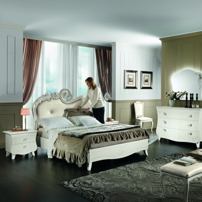 Klassisches Bett Luxus Betten Chesterfield Möbel Schlafzimmer Barock Hotel Stoff