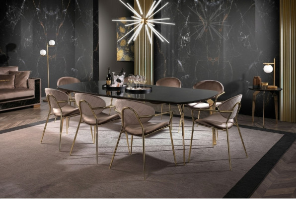 Esstisch Design Möbel Italien Luxus Esszimmer Tisch Esstische Marmor Edelstahl