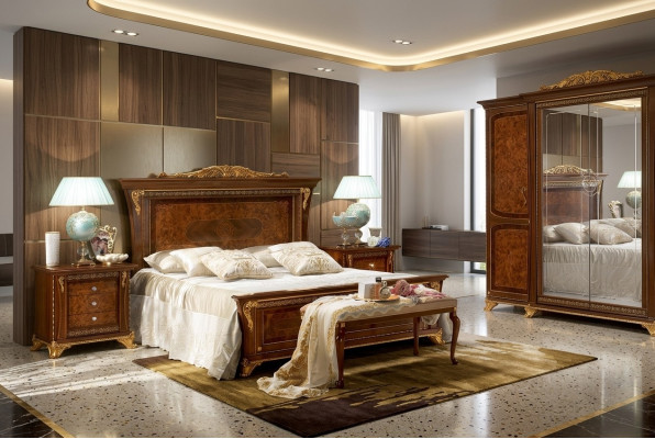 Luxus Gruppe Garnitur Neu Bett 2x Nachttisch 3 tlg. Schlafzimmer Set