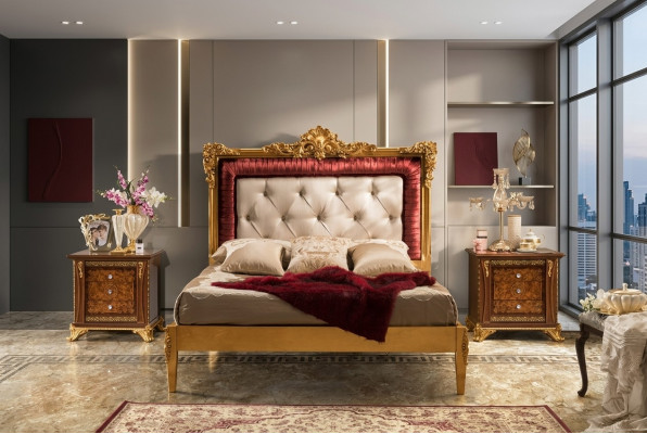 Bett 2x Nachttisch Schlafzimmer Set Designer Luxus Betten Hotel Komplett  3 tlg.