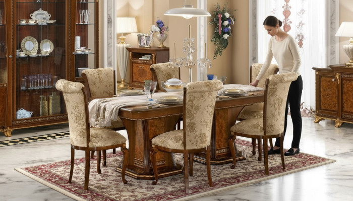Stühle Küche 6x Stuhl Set Textil Polster Sitz Holz Esszimmer Garnitur Esszimmer
