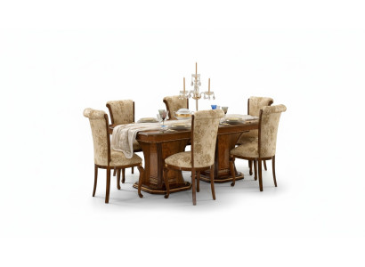 Stühle Küche 6x Stuhl Set Textil Polster Sitz Holz Esszimmer Garnitur Esszimmer